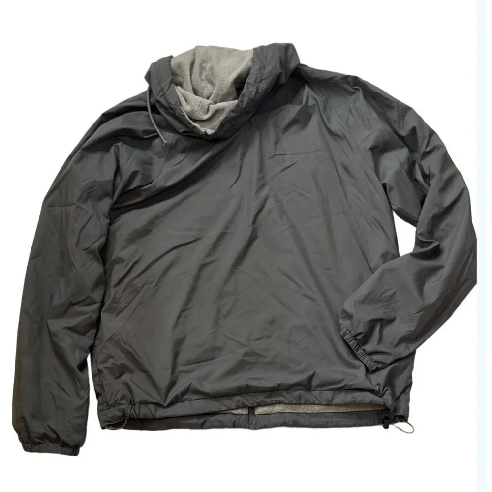 New Balance Lightweight Hooded Windbreaker Jacket M Gray Fleece Lined Running